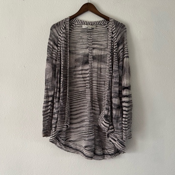 Curio NY Cardigan Open Textured Knit Relaxed Long Sweater Ribbed Hem Modern XL - Picture 13 of 13